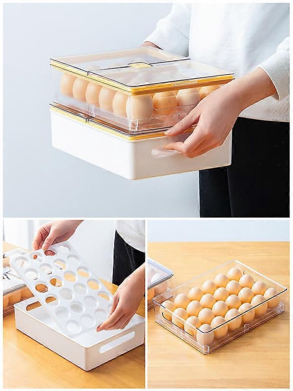Eggboks med flip-topp, multifunksjonell oppbevaringsboks for egg til kjøleskap