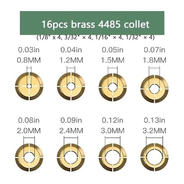 Borespændepatron Collet Sæt, med Quick Change Adapter og Roterende Boremaskine Møtrikværktøj - 1/32 tommer til 1/8 tommer Skaftstørrelse Udskiftningssæt