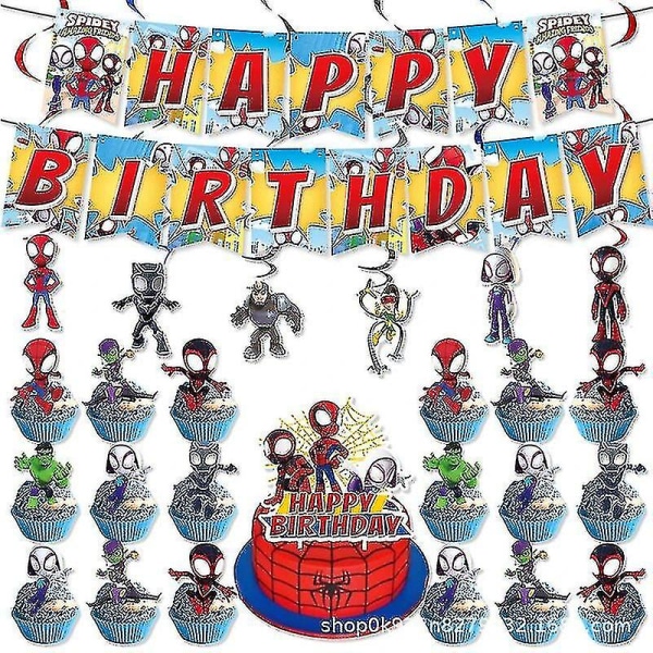 Spidey And His Amazing Friends Bursdagsfest dekorasjon Spiderman-tema servise kopp tallerken Spidey ballongrekvisita for barn Trygg og topp kvalitet