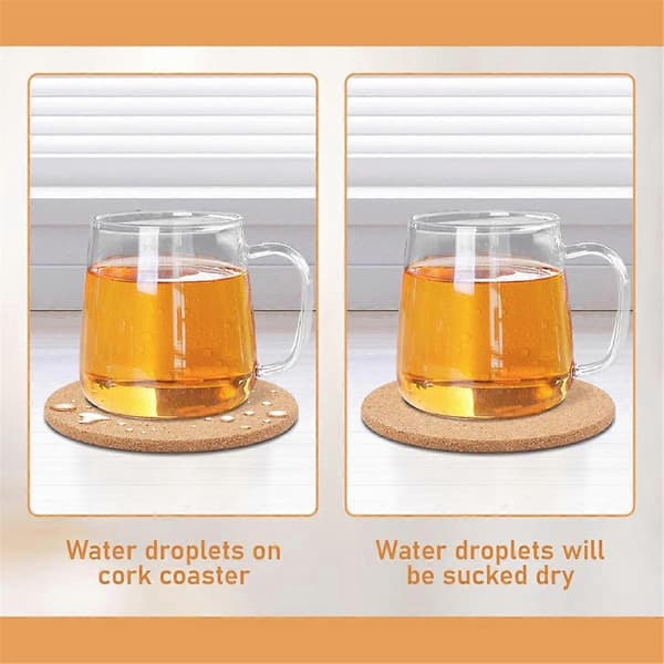 100 stk. Korkbrikker for Drikke, 10 cm Runde Absorberende Kork