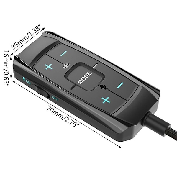 Ulkoinen USB-äänikortti 7.1-kanavainen 3D-äänisovitin 3,5 mm:n pelikuulokkeiden korvaaja PC-pöytäkoneille ja kannettaville