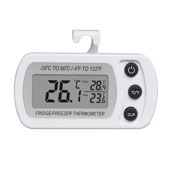 Elektronisk digitalt køleskabstermometer LCD-skærm fryser temperatur med krog høj & lav -20c til 50c
