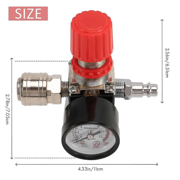 1/4 tommer Trykregulator Luftkompressor Trykregulator Reductionsventil 3 Huller Kontrolventil