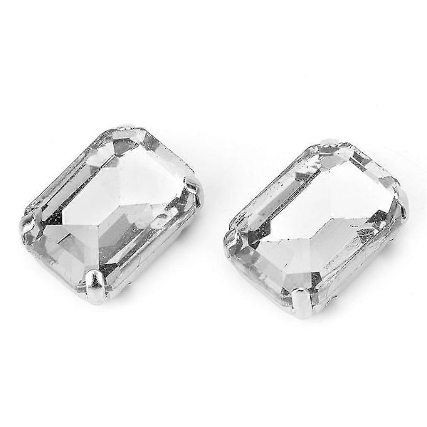 10 st Rektangulära Sy Strass Glas Kristall Klo DIY Klädtillbehör (vit)