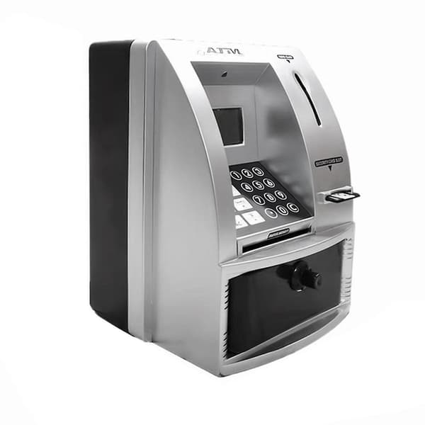 Smart ATM Spargris för Pengar Mini Bankomat Röstmaskin för att Lära Barn Pengahantering