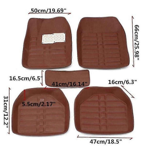 5 ST Universal Bil Golvmattor FloorLiner Fram & Bak Matta Alla Väder Mattor