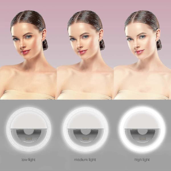Clip-on Selfie Ring Light [oppladbart batteri] med 36 LED