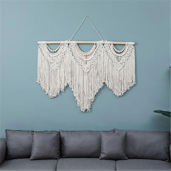 Makramé Väggbonad - Boho Tapestry Makramé Väggdekor Konst - Chic Bohemisk Handgjord Vävd Tapestry D