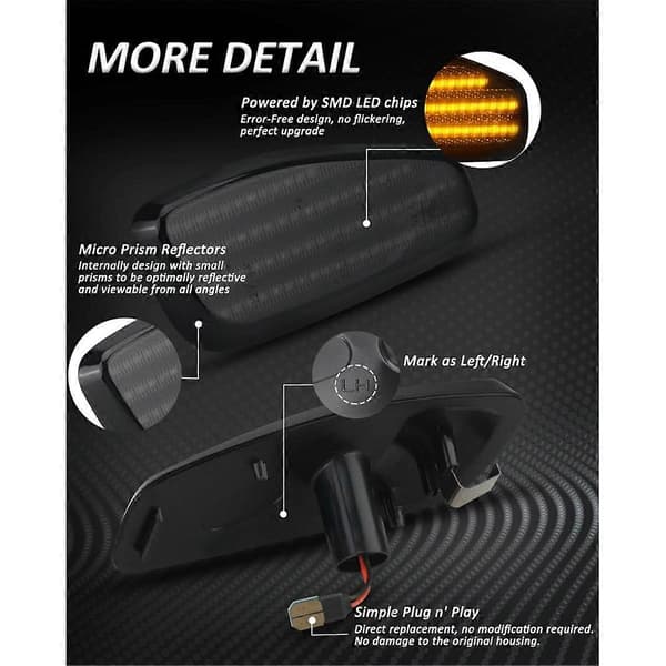 Til BU 2014-2021 LED Front Side Marker Lys Blinklys Konverteringssæt 68256049AA CH2551134