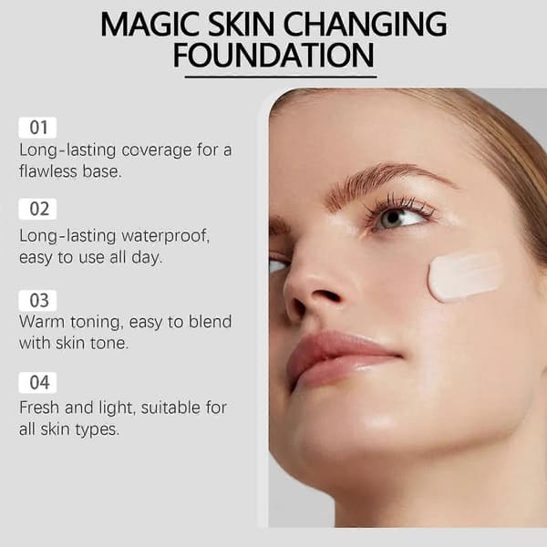 Fargeendrende Foundation, Fargeendrende Foundation for Eldre Kvinner, Magisk Hudendrende Foundation, Ikke-fet, Holdbar 3Pcs
