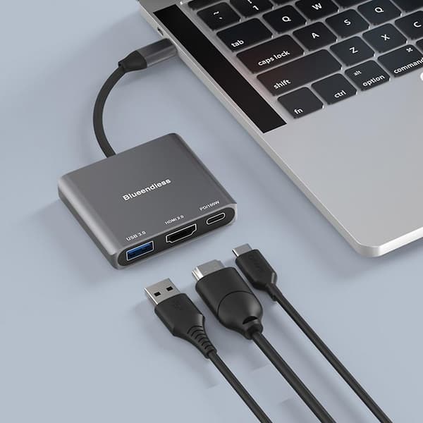 4K HDMI-kompatibel USB-C Docking Station Adapter til Skærmmonitor og USB-stick