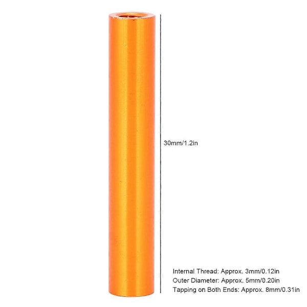 10 stk. M3x30 Runde Aluminium Afstandsstykker Søjle Spacer Stud Fastgørelsesstænger Orange YEMAA