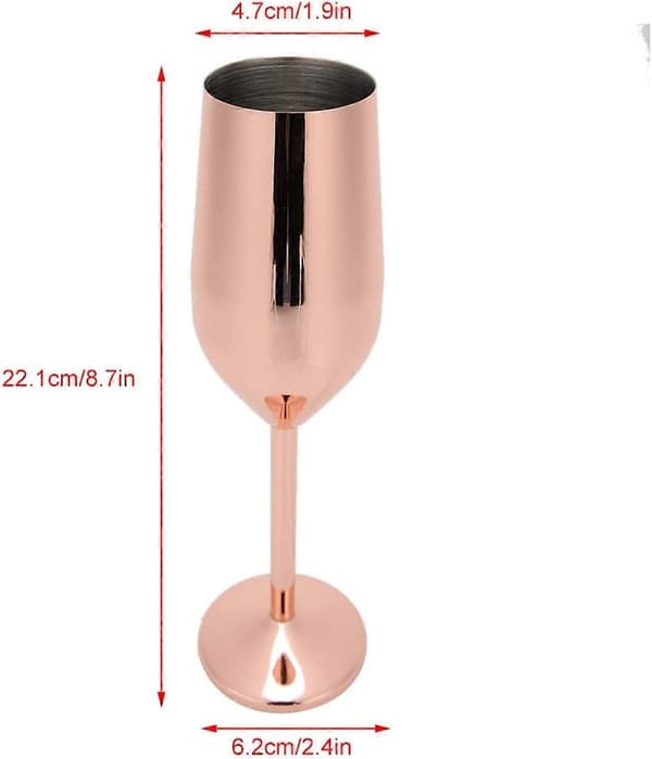 Champagneglass Rustfritt Stål Vinglass Gjenbrukbart Beger Bryllupsgave, Jubileum (Rose Gull)