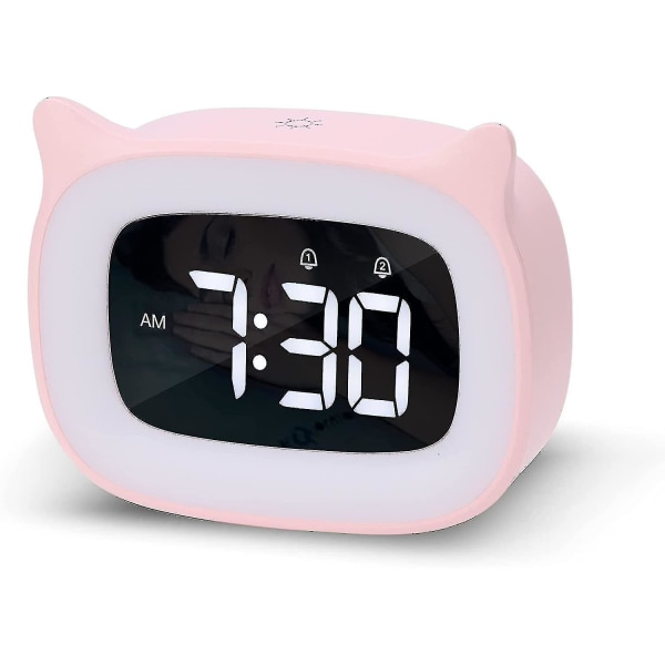 Digital Alarm Clock Kids Alarm Clock With Light Led Night Light Kids Alarm Clock Non Ticking Desk Clock Birthday Gifts For Boys Girls (pink)