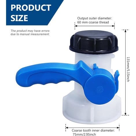 1000L plasttankventil, 1000L tankventil, 1000L tankadapter, IBC-adapter, universaladapter, tømmeventil, regnvannstank, vanntank