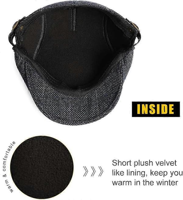 Herr Flat Caps Basker Tweed Klassisk Tweed Keps Navy Blue Plaid