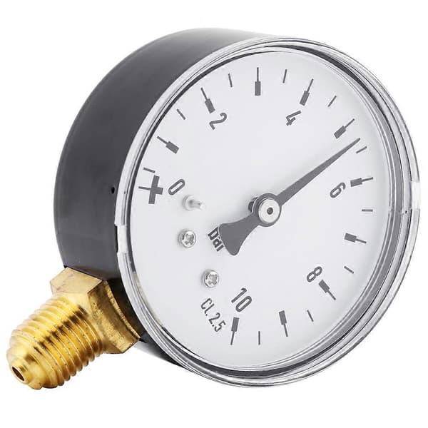 Luft Olje Vann Trykkmåler 1/4 Tomme NPT 0-10 Bar Sidemontert Manometer