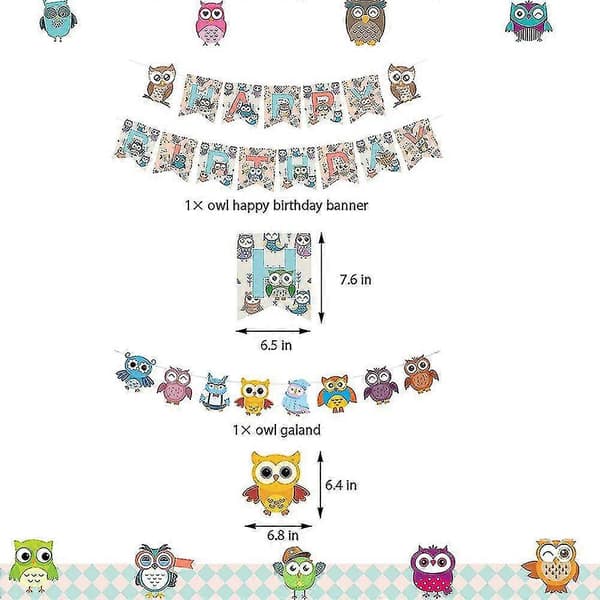 Ugle Tema Børnefødselsdagsfest Dekoration Banner Ballon Cupcake Kage Toppers Sæt