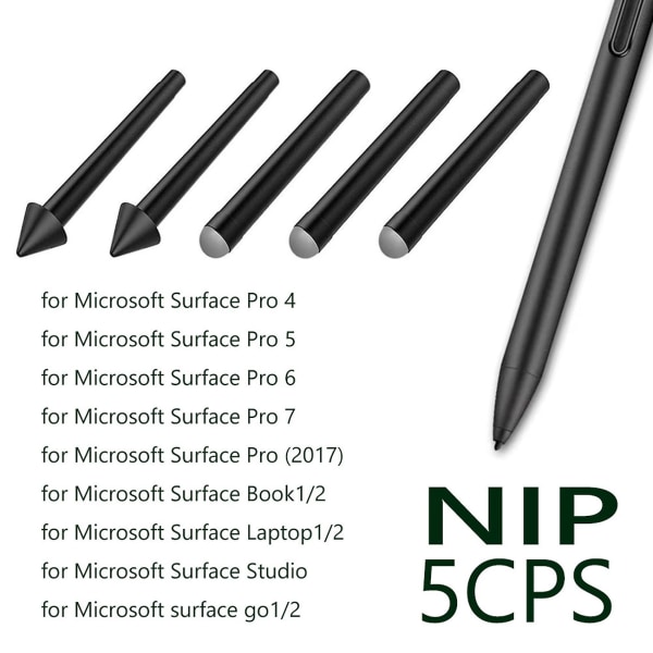 5 stk pennespiss-stylus HB HB HB 2H 2H erstatningssett for Surface Pro 7/6/5/4/Book/Studio/Go