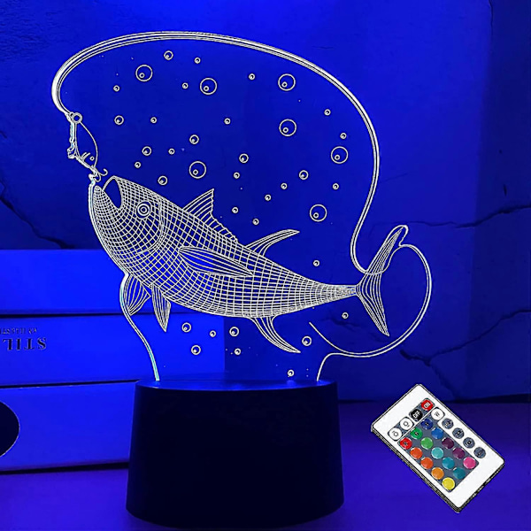3D Fiske Natlampe, Dejlig Fiske Baby Natlampe Til Soveværelse, Fjernbetjening 16 Farveskift Illusions Dekorationslampe Unik Gave Til Børn Teenagepiger