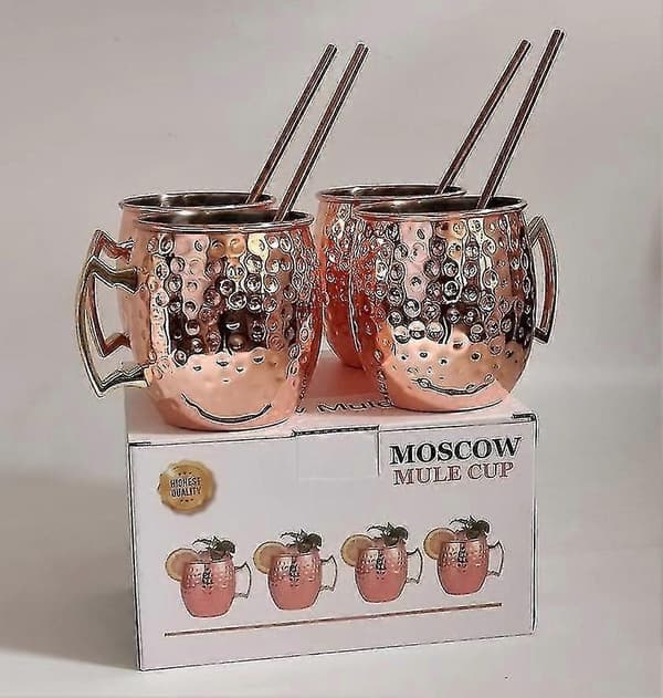 Moscow Mule Krus, 4-pak Gaveæske med Håndlavede Krus