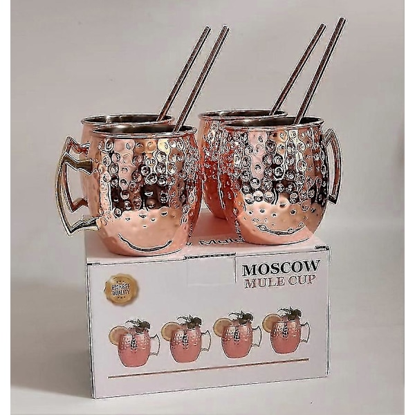 Moscow Mule Muggar, 4-pack med hantverksmuggar presentförpackning