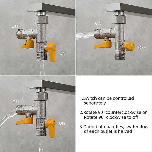 3-vejs ventil 1/2 T-fitting til hånd- og hovedbruser