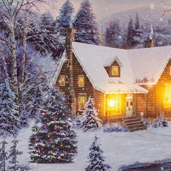 Målning Jul Flerfärgad Trä Canvas 20 x 15 x 1,8 cm