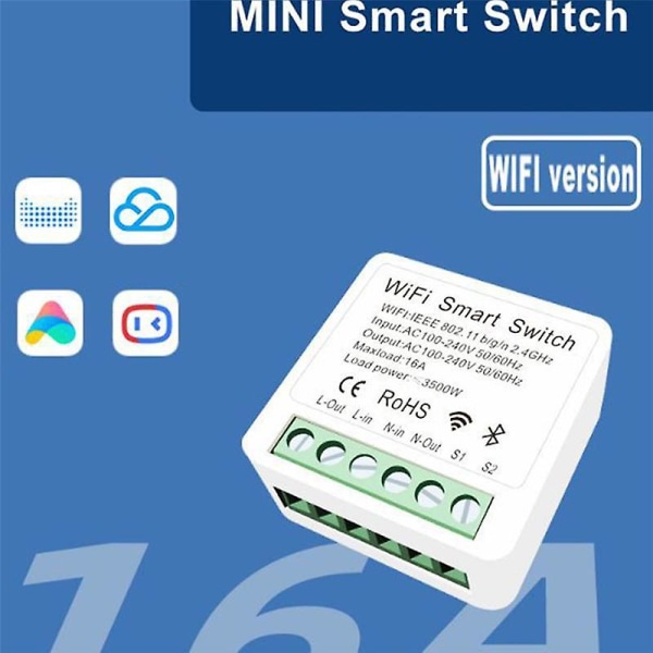 Tuya 16a Wifi Mini Smart Switch DIY Kontrollrelä Timer för Smart Life Yandex