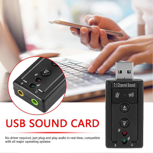 USB 7.1 Ekstern PC USB Lydkort 3.5mm Hodetelefon Audio Adapter Mikrofon Lydkort For Mac Win Computer Android Linux