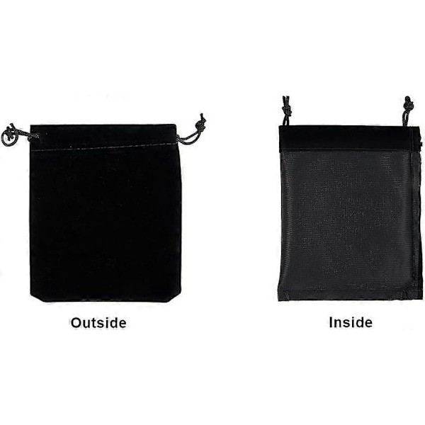 50-pack Sammet Smyckespåsar 3,9x4,7 tum Svarta Sammetstygs Smyckespåsar Dragskopåsar för Smycken Armband och Klockförvaring