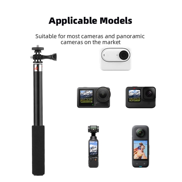 Utvidbar utgave Selfie Stick for 3 sportskameratilbehør