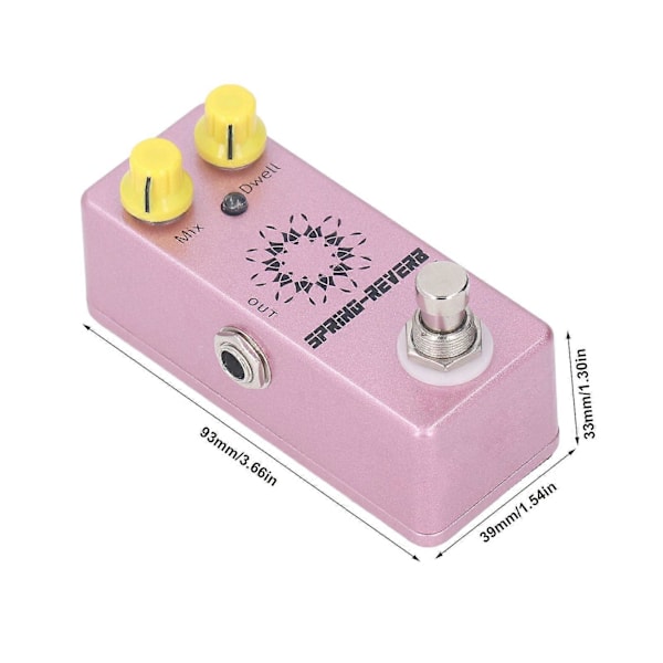 Spring Reverb Effektpedal 1/4 Tum Mono Jack Mix Dwell Ratt Lågt Brus Aluminiumlegering Gitarr Effektpedal