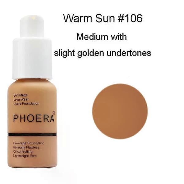 PHOERA Face Foundation Cream Oljekontroll Lysne Vanntett Concealer Ansikts Matte Base Make Up Flytende Foundation MakeupTSLM1