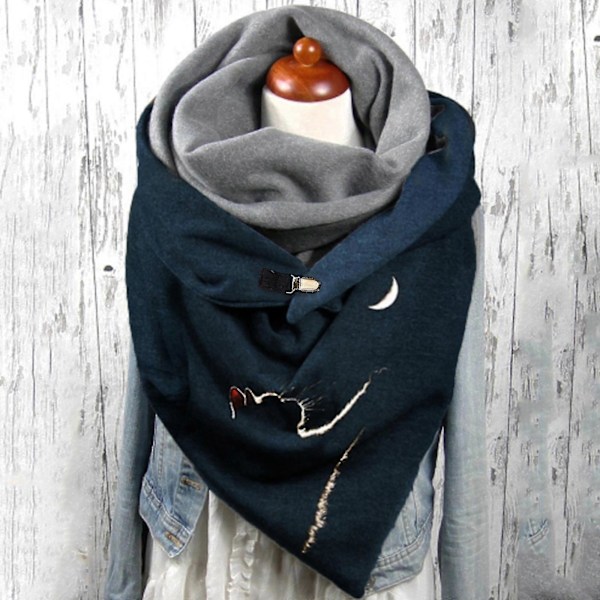 Moderigtige Vinter Dame Print Knap Blød Wrap Casual Varme Tørklæder Sjaler