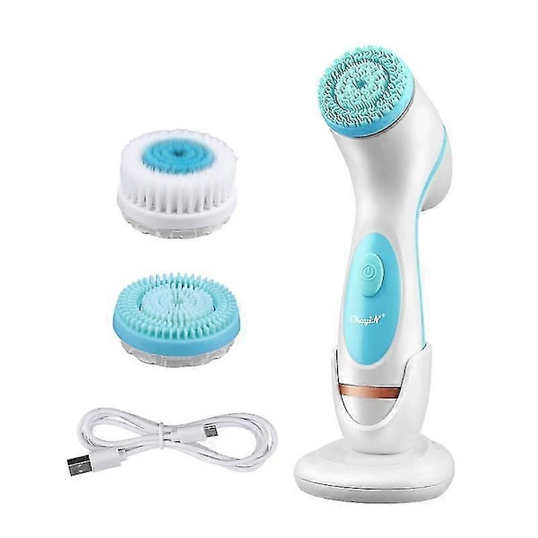 Ansiktsmassager 3 i 1 Elektrisk Ansiktsrengöringsborste Silikon Roterande Ansiktsborste Rengöring