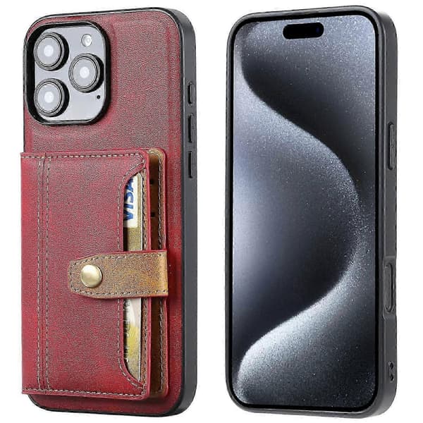 For iPhone 16 Pro Deksel Kortholder PU Lær+TPU Stativ Telefondeksel - Grønn