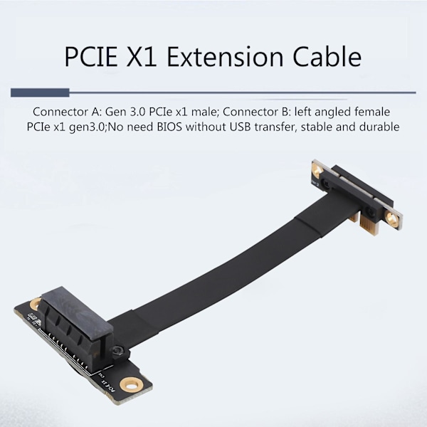 PCIE X1 -jatkokaapeli, kaksois 90 asteen suorakulma PCIe 3.0 x1 - x1 -jatkokaapeli 8 Gbps PCI Express 1x -jatkokortti - 10 cm