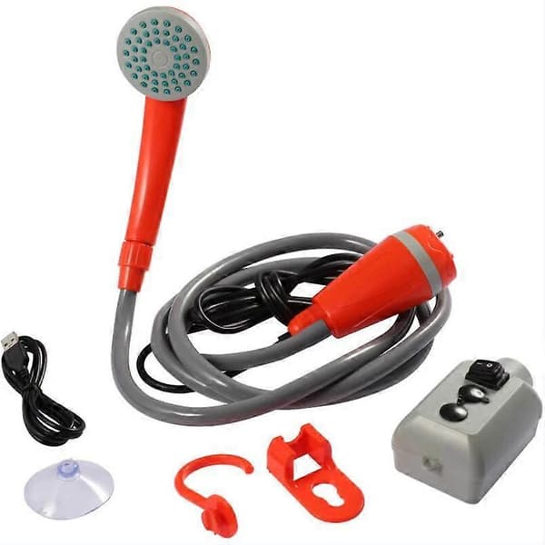 Mobil handdusch, bärbar resedusch, USB-laddning, orange