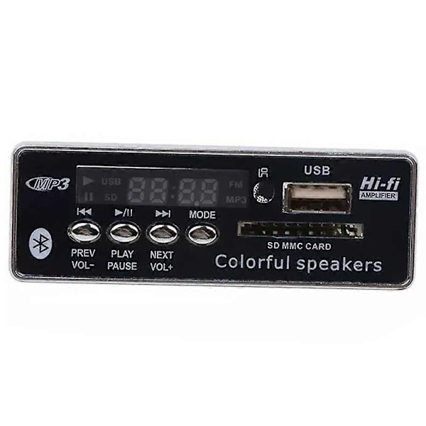 Mini 12V Blå Lys MP3 Dekoder Audio Dekodingstavle Tidvisning Støtter U-Disk TF Kort FM Dekodermodul