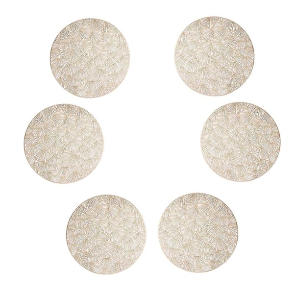 Ginkgoblad runde dekkebrikker til spisebord, sett med 6 dekor