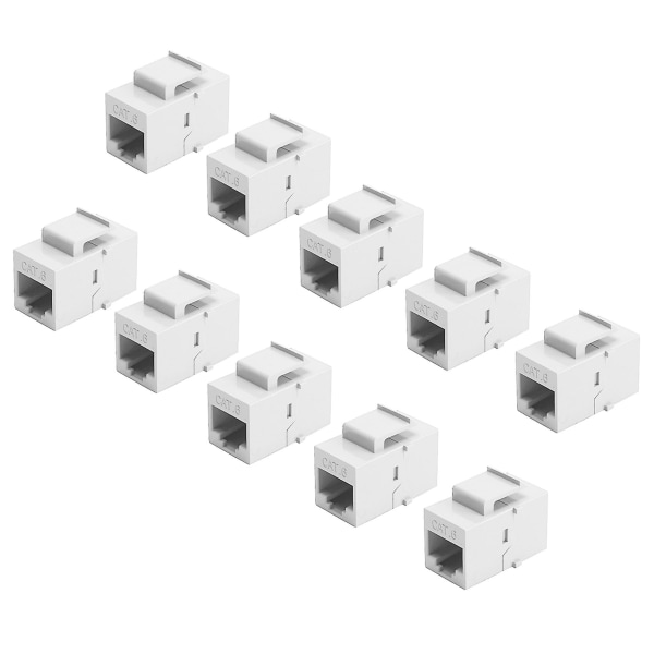 10 stk RJ45-kontakt keystone-jack Cat6 forlengningskobling Ethernet nettverk LAN Cat 6 koblingskontakter utvider adapter hvit