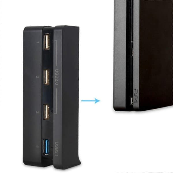USB Hub til PS4 Slim 4 Port USB Opladningsstation Adapter (1 USB 3.0, 3 USB 2.0) med LED Display til P