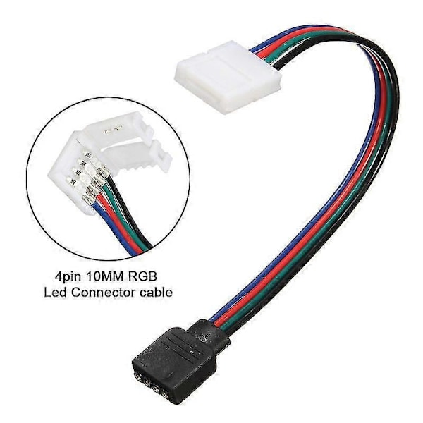 10 st RGB 5050 3528 LED-remsanskontakter, 4-polig 10 mm hane/hona PCB-kontaktkabel för RGB-remsor Belysningstillbehör Adapterkabel för