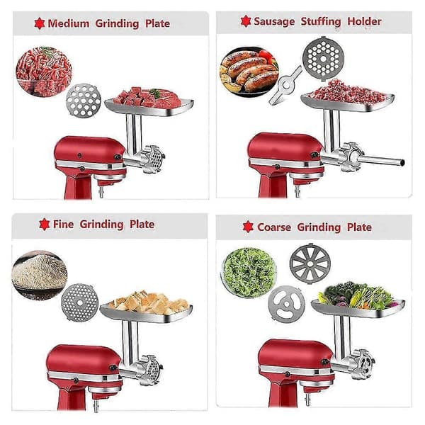 Metal Madhakker Tilbehør til Kitchenaid Røremaskine, Kødhakker Tilbehør Inkluderer Pølse