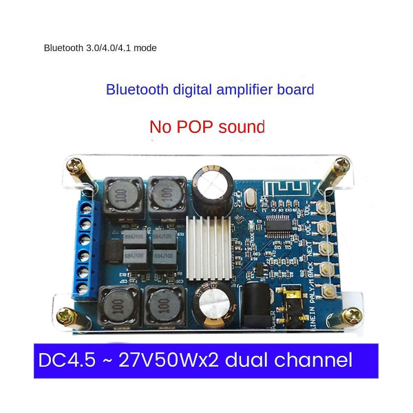 -502B Bluetooth-digitaalinen vahvistinlevy kotelolla 50Wx2 kaksikanaalisella stereovahvistimella ilman ääntä