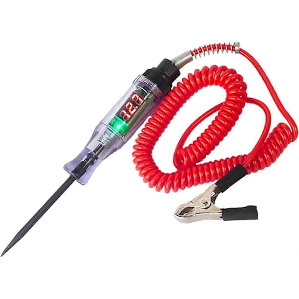 1 stk. digital bilpen, 6V-12V-24V DC bilkredsløbstesterlampe, bil lastbil køretøj kredsløb lavspændingstesterprobe (rød)