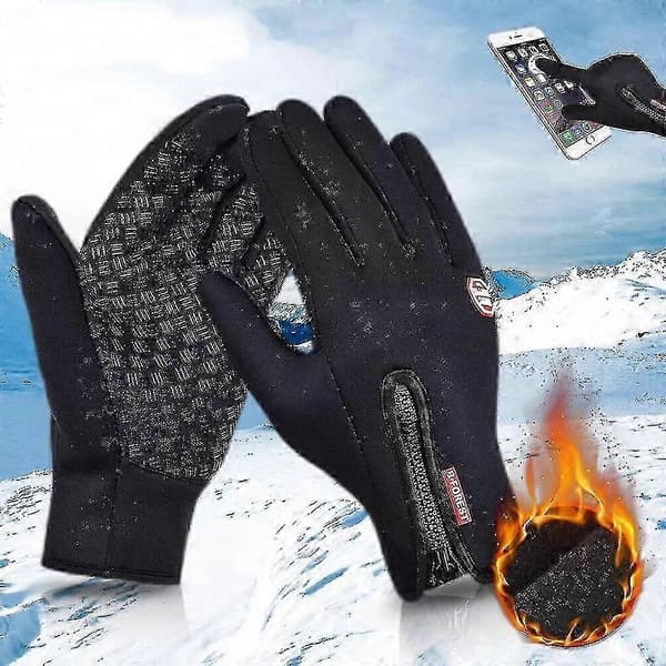 Herre Vinter Varme Vindtætte Vandtætte Fleeceforede Termiske Touch Screen Handsker