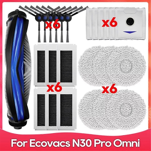For Debot N30 Omni/N30 Pro Omni Reservedel Tilbehør Hovedbørste Sidebørste Hepa Filter Mopp Støvpose