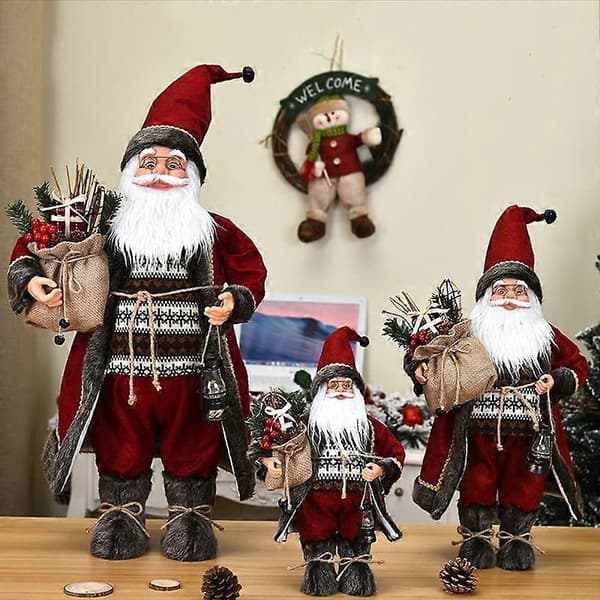 Söt Tomtedocka i Polyester, Cartoon, Stående Jultomte med Presentpåse, Figur för Jul